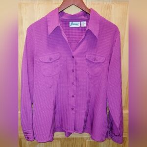 Womens Joanna Fuchsia Button Down Blouse Size XL